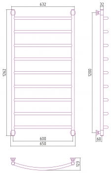Полотенцесушитель Сунержа Галант 1200х600 00-0114-1260