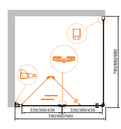 ДУШЕВОЙ УГОЛОК CEZARES ELENA AS-1 100-P-Cr-R