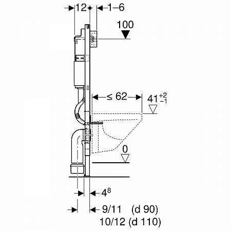 Система инсталляции д/унитаза GEBERIT 458.103.00.1 + кнопка хр.матовый 115.105.46.1