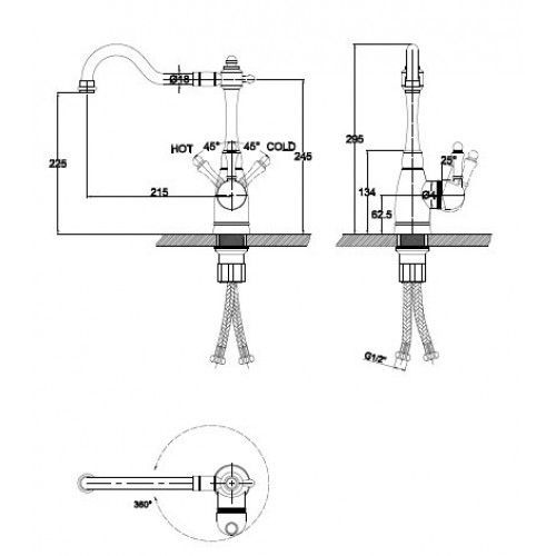 Смес д/кухни Kaiser King ф40 (77044-3/2070810GOLD)