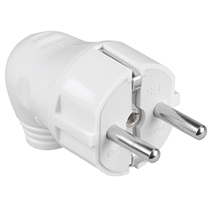 Вилка 16А угловая белый пластик IP20 IEK 340106