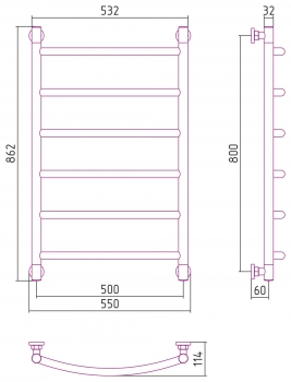 Полотенцесушитель Сунержа Галант 800х500 05-0200-8050 состаренная бронза