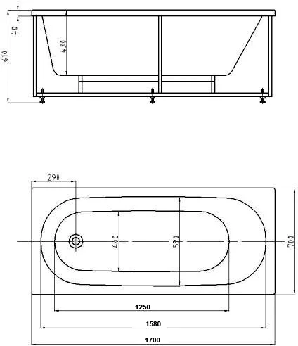 Ванна акриловая Оберон 170х70