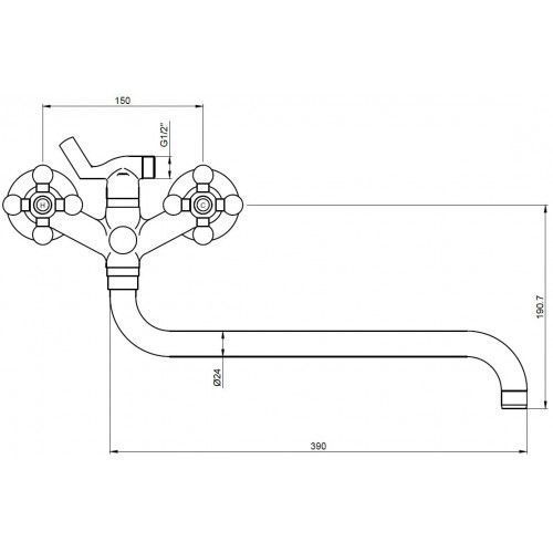 Смес д/ванны Kaiser Carlson Lux крест (11066Shar)