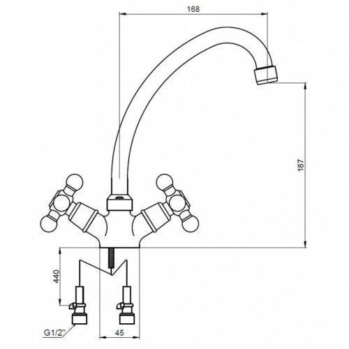 Смес д/кухни Kaiser Carlson Eco крест (11063)