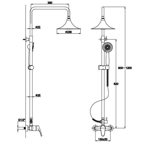Душ. система KAISER без излива (1111-SX)