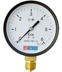 Манометр 0...6 bar, ДМ 02-100-1-G (100мм, G 1/2, кл. точ.1,5) (МЕТЕР) (10006)