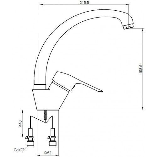 Смес д/кухни Kaiser City ф40 бок. (21044/1904)