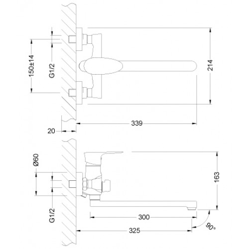Смеситель д/ванны "NERO" (LM0251C) плоскийизлив LEMARK