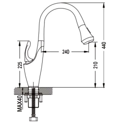 Смеситель д/кухни ROSE с вытяжным изливом черный R123H