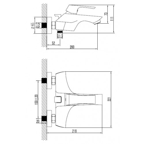 Смеситель д/ванны "UNIT" (4502С) 35 мм. моно короткий излив LEMARK 