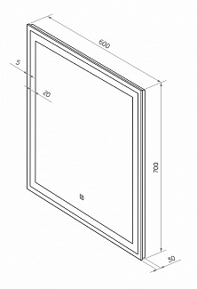 Зеркало 60 "Clamm Led" c LED подсветкой (сенсор на зеркале) 600х700 (ЗЛП3020) Континент