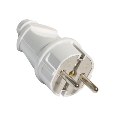 Вилка прямая с/з белая 16А 250В