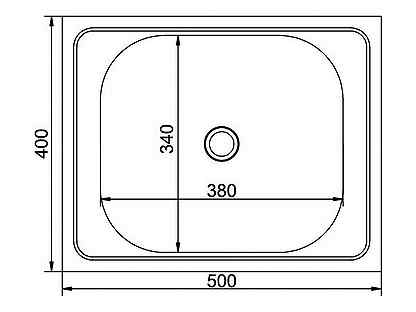 Мойка нерж накладная 40*50  0,4/130 ( Россия )