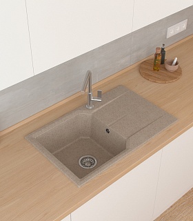 Мойка гранит FOSTO КМ 78-49 (обсидиан 420) с сифоном