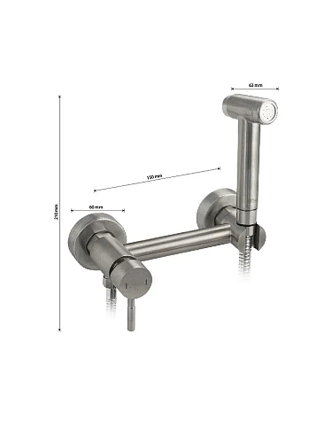 GFmark Смеситель гигиенический настенный САТИН из нержавеющей стали (2048) 