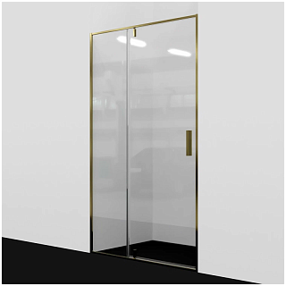 Дверь для душа WasserKraft Aisch 55P12 1000x2000 мм распашная профиль матовое золото