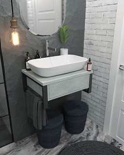 Тумба 60 "GRUNGE LOFT-60" подвесная Бетон светлый 1 ящ. 1 Марка 