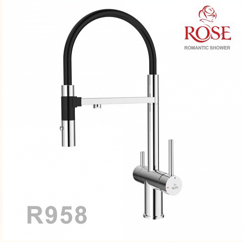 Смеситель д/кухни ROSE под фильтр с гибким изливом хром R958