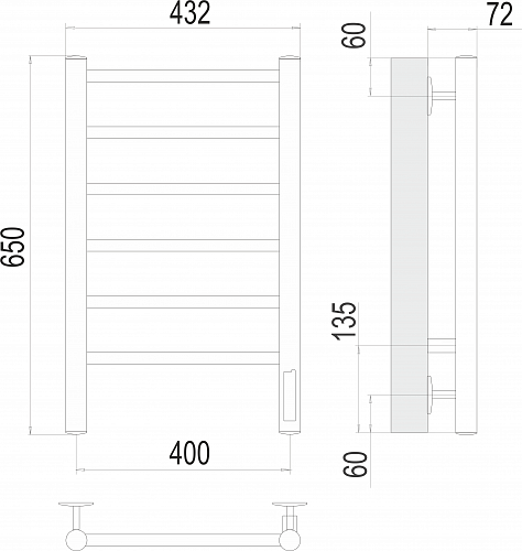 Полотенцесушитель "Аврора" 400х650 П6 электро TERMINUS 