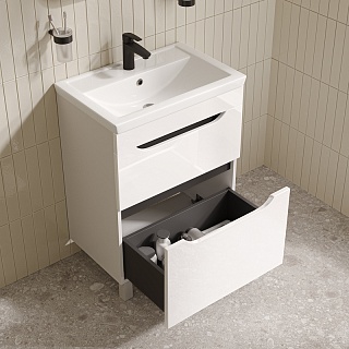 Комплект мебели 60 "Ray-60" напольная, белый глянец эмаль 2 ящ. IDDIS (ум.Zodiac/Ray-60) RAY60WFi95K