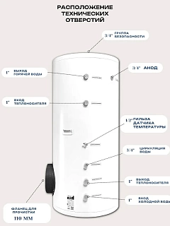 Бойлер Viena ST 200S (напольный, нерж. сталь 316, змеевик 30Квт)