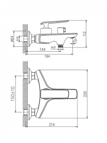Смеситель д/ванны к/н Haiba HB60548-7 черный/хром