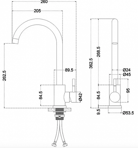 Смес. д/кухни  MELANA TONDOчерный нерж.  (F610103B)