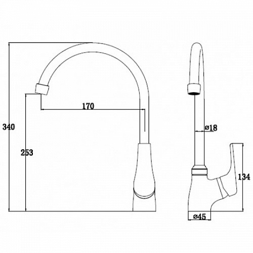 Смес д/кухни Kaiser ECO бок. ф35 (00044)