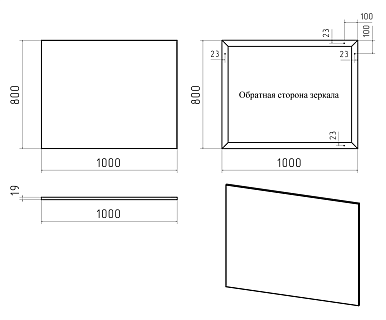 Зеркало 100 "Марс-100" черный матовый профиль MISTY 