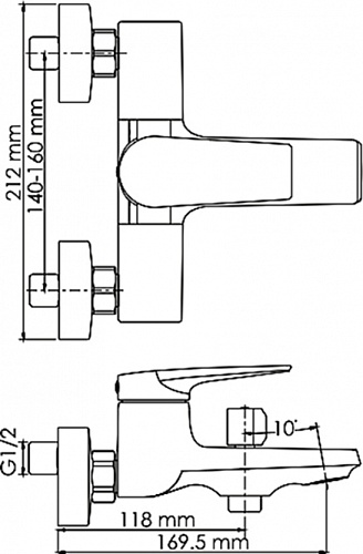 Смеситель д/ванны "Aisch" (5501)  кор.излив, 35мм золото  WasserKraft