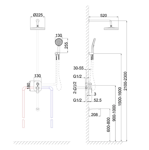 Душевая система "RAIN" (RAI-1020) встраиваемая TOKITO