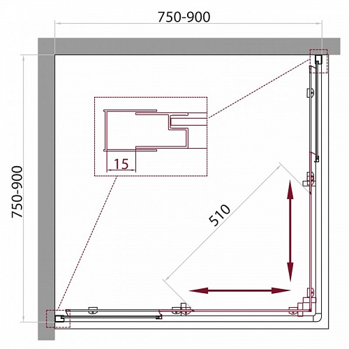 ДУШЕВОЙ УГОЛОК BELBAGNO UNIQUE-A-2 75/90-C-Cr