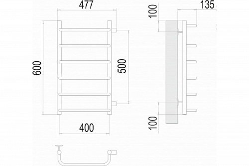 Полотенцесушитель 400х600 П6 Б/П м/о 500 "Стандарт" TERMINUS (50)