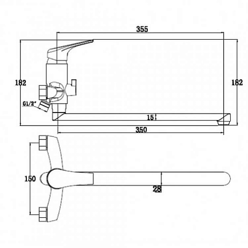Смес д/ванны Kaiser ECO встр.перекл. ф35 40см (00055)
