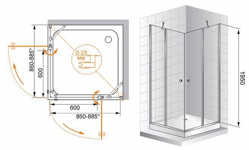 ДУШЕВОЙ УГОЛОК CEZARES TRIUMPH-A-22 90-C-Cr