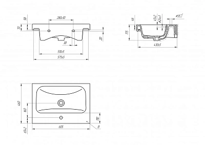 Комплект мебели 60 "Берлин-60" напольная 2 ящ. белая VIANT (ум.MODUO-60)