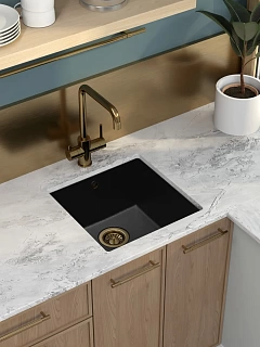 Мойка гранит FOSTO NOVA 44-44 ПМ (черный) без сифона подстольного монтажа