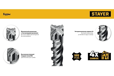 БУР SDS-PLUS HERCULES-4X d10x160  STAYER (29290-160-10)