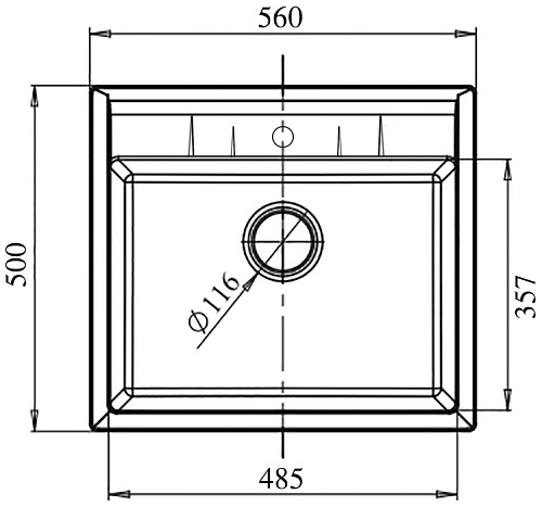 Мойка комп. GRANFEST Quadro GF- Q561 (560х510) серый с сифоном