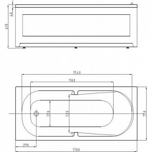 Ванна акриловая Лея 170х75