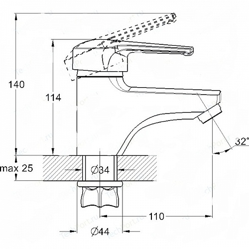 Смеситель д/раковины G-lauf (LWZ1-A182) ф40 гайка