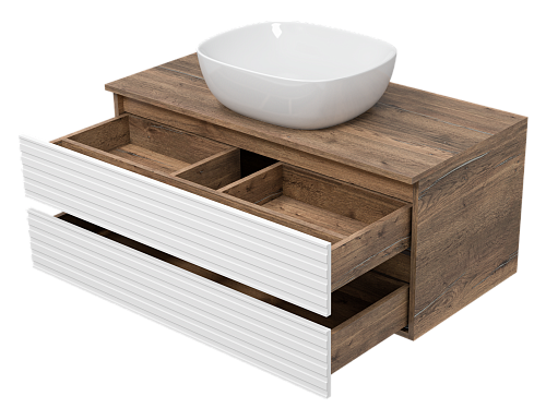 Тумба 100 "Dakota-100" напольная 2 ящ. белый/дуб MISTY