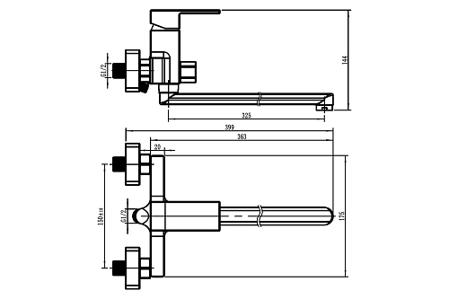 Смеситель д/ванны OSTER картр. d35  длинный излив  35L35/К  ARGO 44463