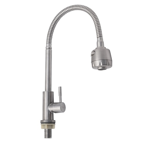 Смеситель MAGNUS МОНО с гибким изливом нерж.ст. САТИН (9213)