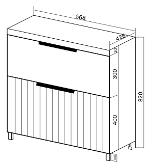 Комплект мебели 60 "Сицилия-60" напольная 2 ящ. белая VIANT (ум.MODUO-60)