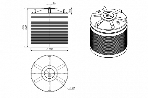 Емкость ЭВЛ-10000 (H2600xD2290) ВЫГОДА