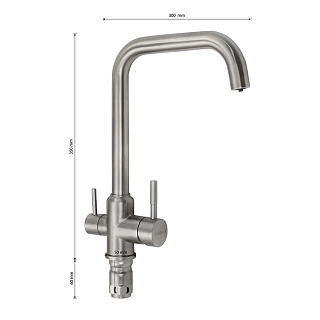 MAGNUS Смеситель д/кухни, Г-образный излив,под фильтр, нерж. ст. марка 304, код: 91115