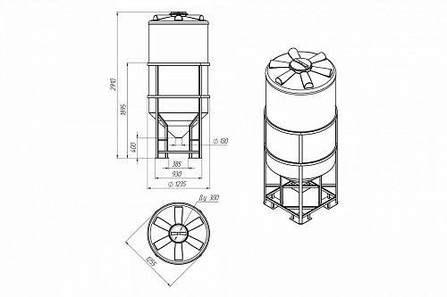 Емкость ФМ 2000л в обрешетке