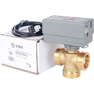 Клапан компактный 3-ходовой зональный 230V, с кабелем 1м., НР 1 1/4" (SVM-0070-300132) STOUT